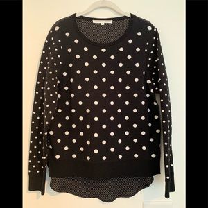 Veronica Beard sweater blouse L black polka dot